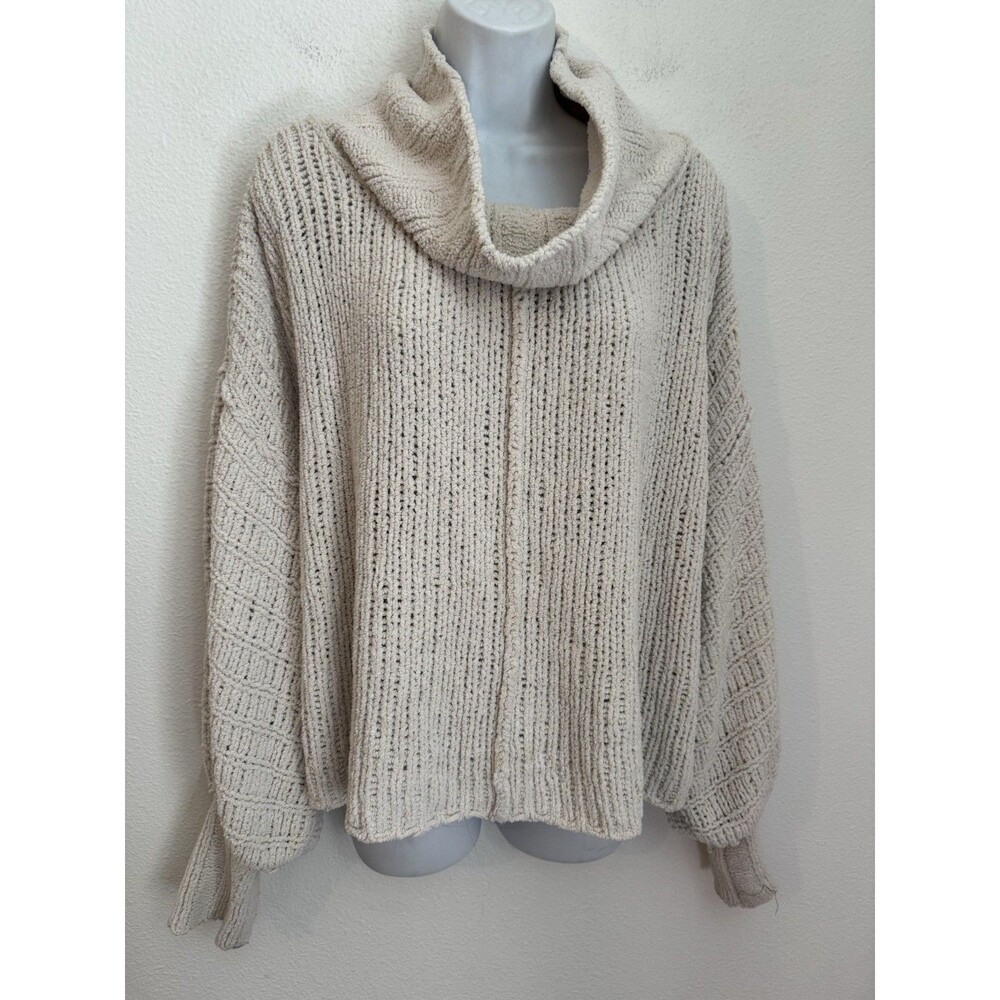 FREE PEOPLE Cowl Neck Oversized Sweater Be Yours Womenโs Size M Vanilla Bean